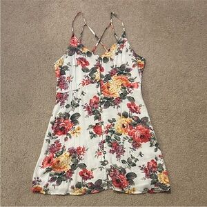 Abercrombie & Fitch White Floral Cami with Red, Purple & Yellow Blooms